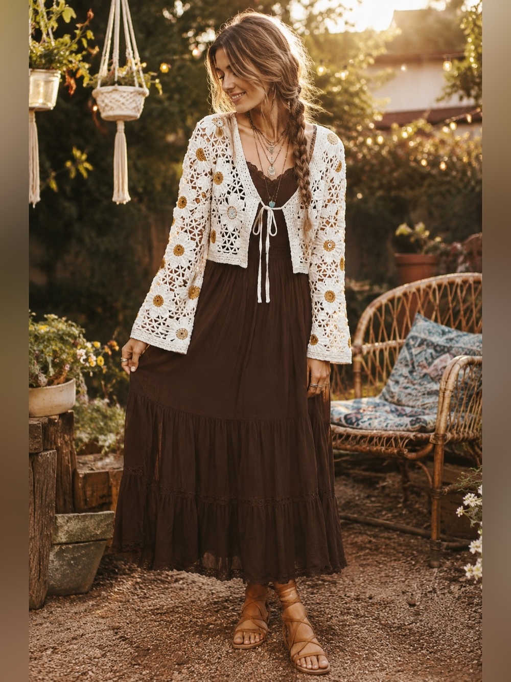 Jessica Simpson Crochet Daisy Cardigan